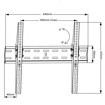Suporte de TV MACLEAN BRACKETS MC-862 Original Extra Estável Ajustável Montagem Simples 26-55 40kg Universal Preto max Vesa 400x400