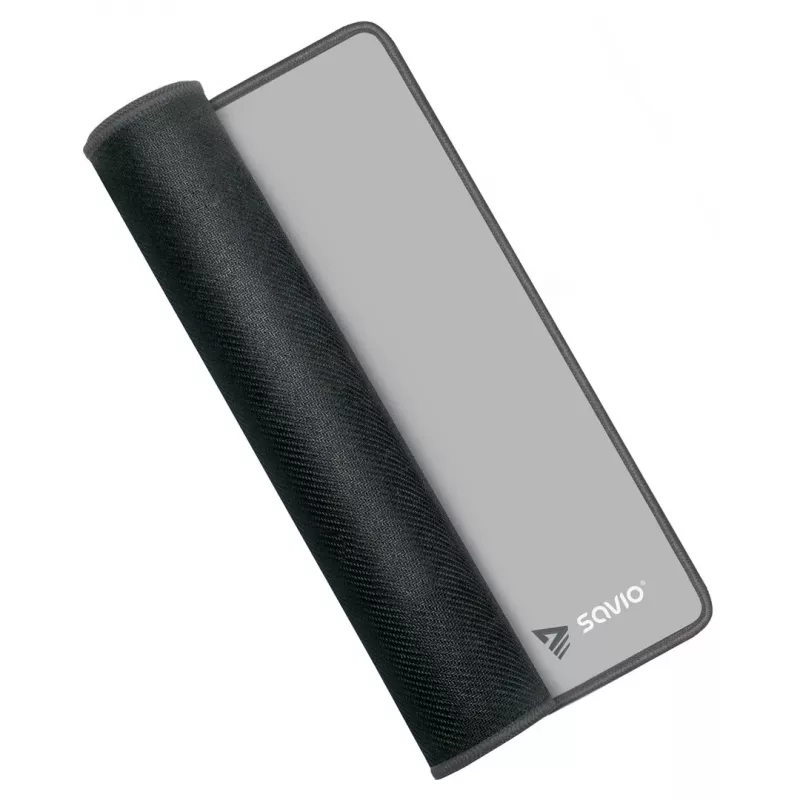 Tapete de rato gaming SAVIO Turbo Dynamic S — cinzento, 250×250 mm, 2 mm de espessura, bordas costuradas, base de borracha antiderrapante