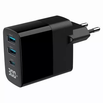 Carregador Gembird TA-UC-PDQC30LCD-BK-02 para dispositivos móveis universal preto AC carregamento rápido interior