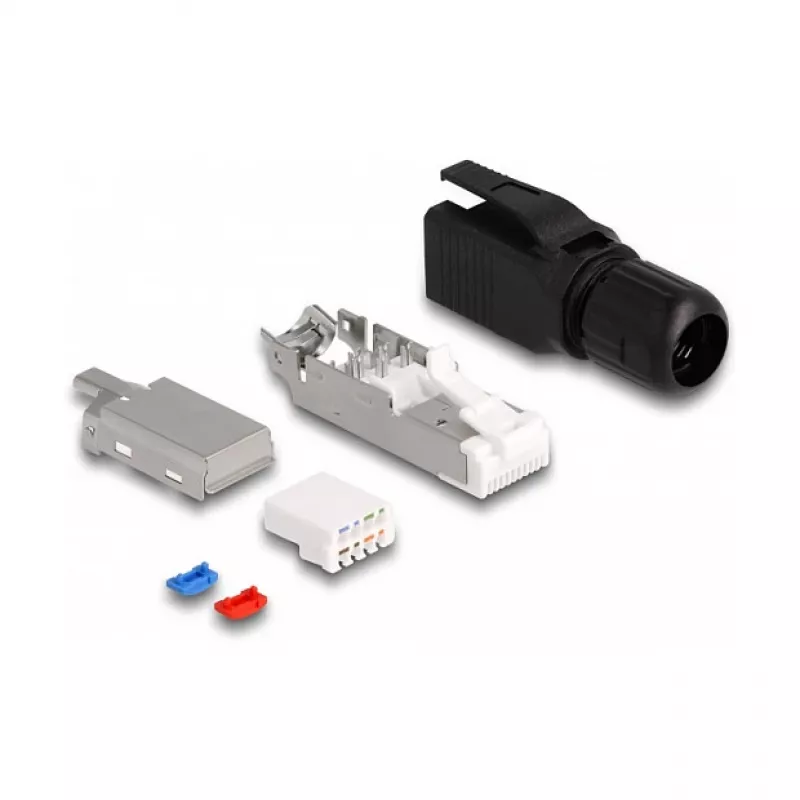 DeLOCK ficha RJ45 de montagem no local Cat.6A preto conector reto