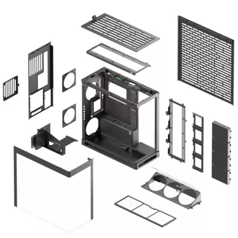 Caixa de PC HAVN HS 420 VGPU, Midi-Tower, E-ATX, vidro temperado, cabo riser PCIe-5.0 - preto