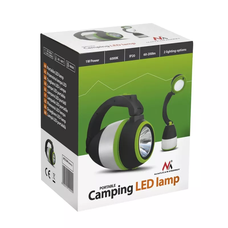 Lanterna de campismo LED recarregável MACLEAN MCE298 3W portátil, alimentada por USB, compacta