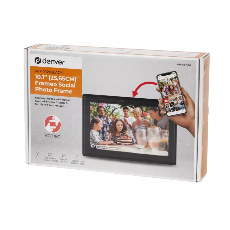 Denver PFF-1021BLACK moldura digital preta 25,6 cm (10,1 polegadas) ecrã tátil Wi-Fi