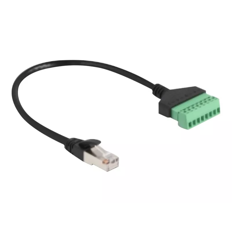Cabo RJ45 DeLOCK Cat.6 ficha para adaptador de bloco de terminais 30 cm preto verde