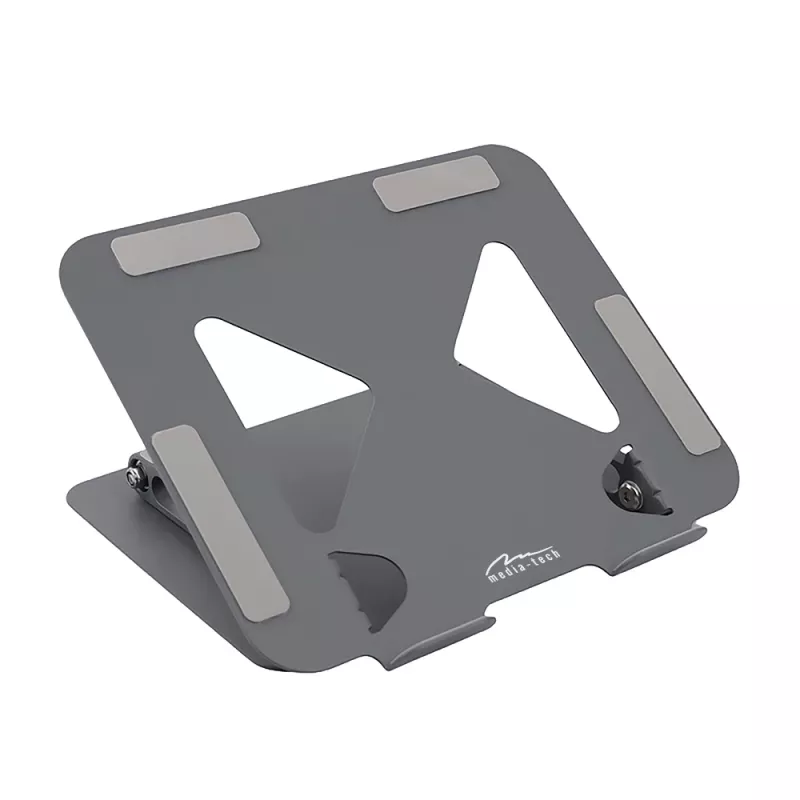 Suporte para portátil MEDIA-TECH MT2661 — de altura ajustável, design dobrável em alumínio para portáteis até 17 polegadas