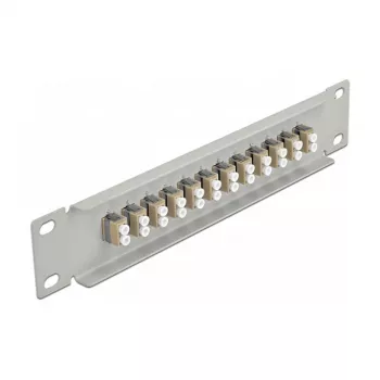 Patch panel de fibra ótica DeLOCK 10 polegadas 12 portas LC duplex bege 1U cinzento