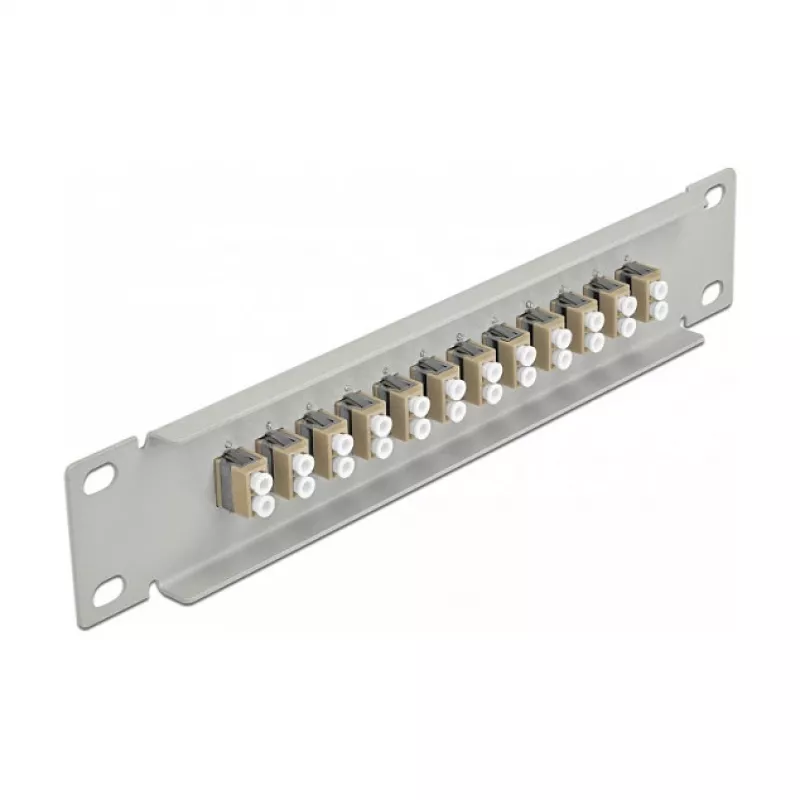 Patch panel de fibra ótica DeLOCK 10 polegadas 12 portas LC duplex bege 1U cinzento