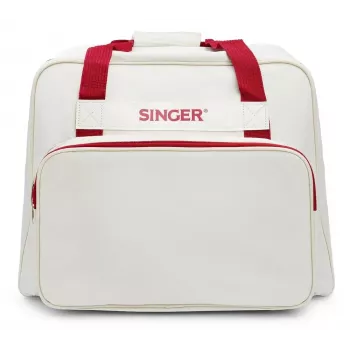 Mala de transporte SINGER 25010000204 para arrumação de máquinas de costura portáteis, creme e vermelho, leve com pega