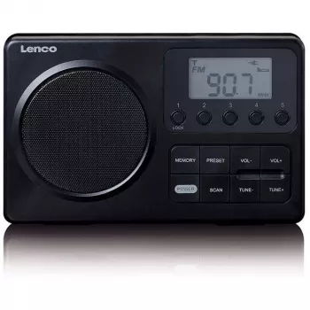 Rádio portátil Lenco MPR-035BK — FM/AM, funcionamento a rede e pilhas, LCD de 2,5