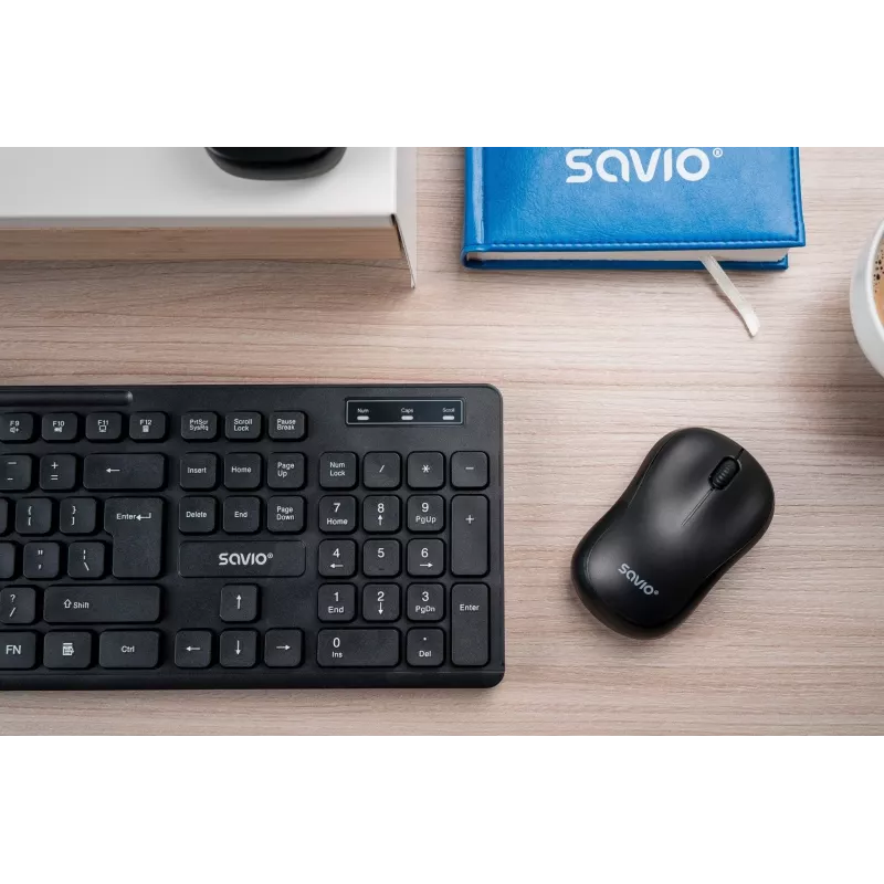 Savio MB-03 rato ótico sem fios, recetor USB de 2,4 GHz, 1000 DPI, 3 botões, pilha AA, 99x60x39 mm, 51 g, preto