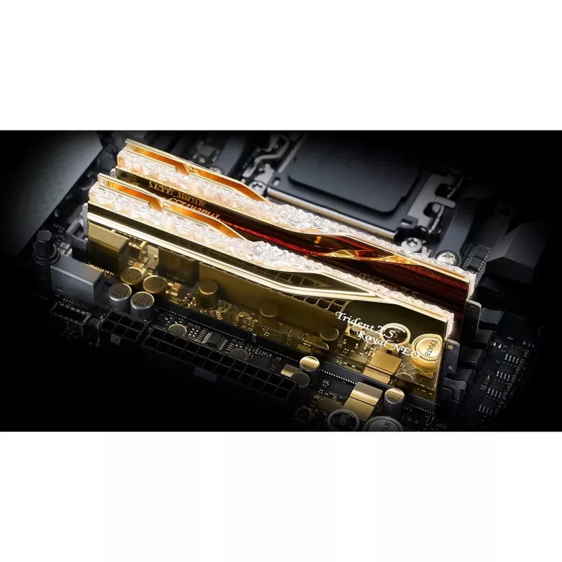DIMM 32 GB DDR5-8000 (2x 16 GB) Dual-Kit, memória RAM dourada, F5-8000J3848H16GX2-TR5NG, Trident Z5 Royal Neo, AMD EXPO
