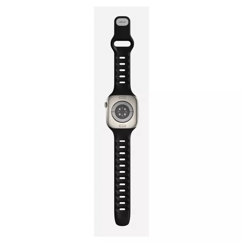 Pulseira para relógio Nomad Tempo Band preta borracha, 18 mm de largura, compatível com pulsos 135–175 mm