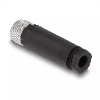 Conector DeLOCK M8 codificação A 4 pinos conector fêmea ligação por parafuso 60532