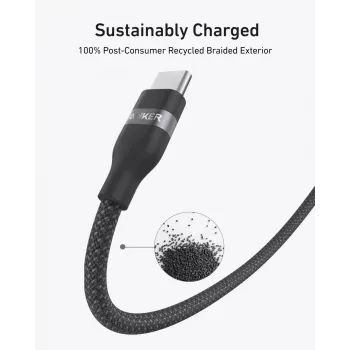 Cabo USB-C para USB-C Anker A82E2 — 0,9 m, USB C para USB C, preto