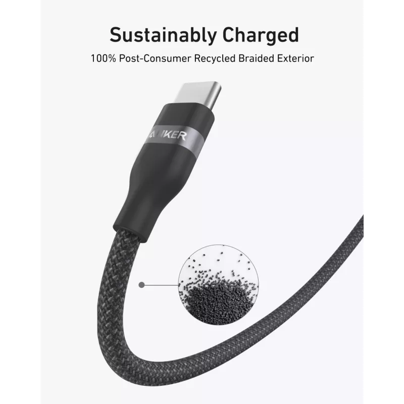 Cabo USB-C para USB-C Anker A82E2 — 0,9 m, USB C para USB C, preto