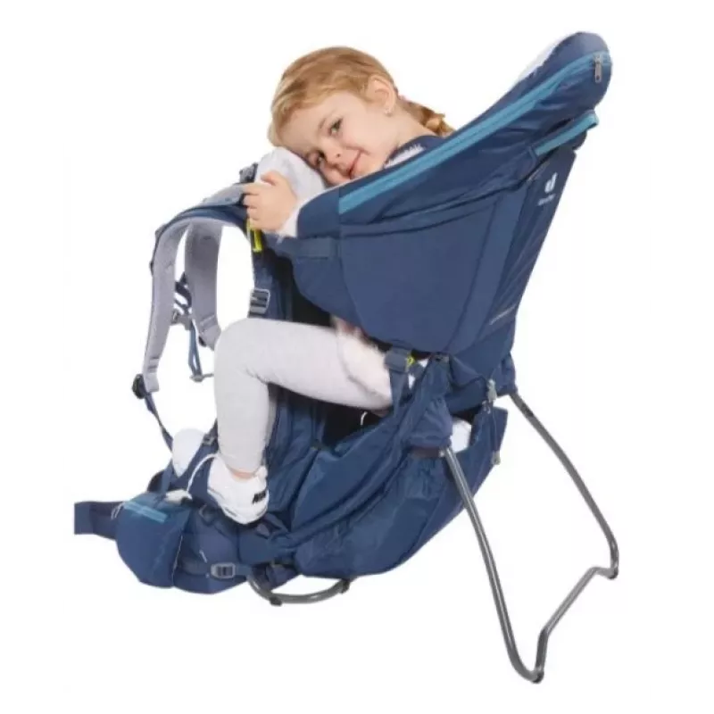 Mochila de transporte de bebé Deuter Kid Comfort Pro, azul, poliamida, máx. 22 kg, proteção solar, bolso lateral