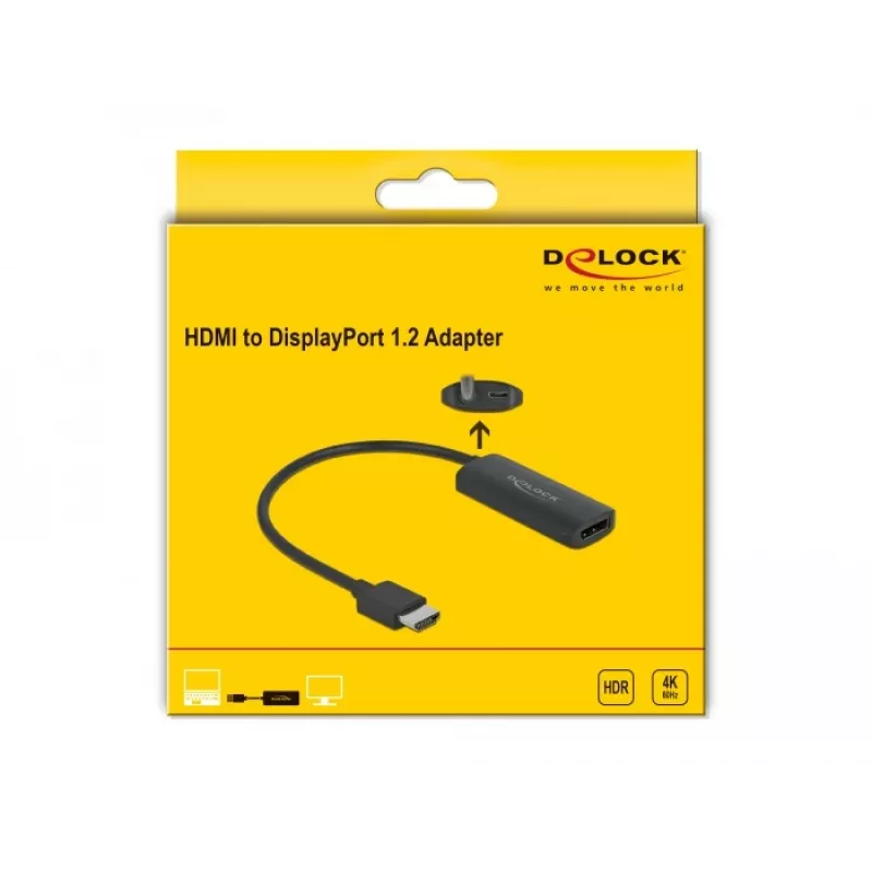 Adaptador HDMI-A macho para DisplayPort fêmea 4K 60 Hz DeLOCK 63206