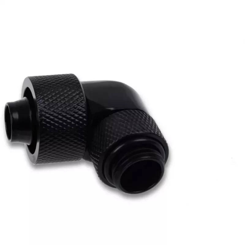 Racor de rosca 16/10mm 90° rotativo G1/4, preto, ligação para tubos flexíveis (PVC, silicone, neoprene)