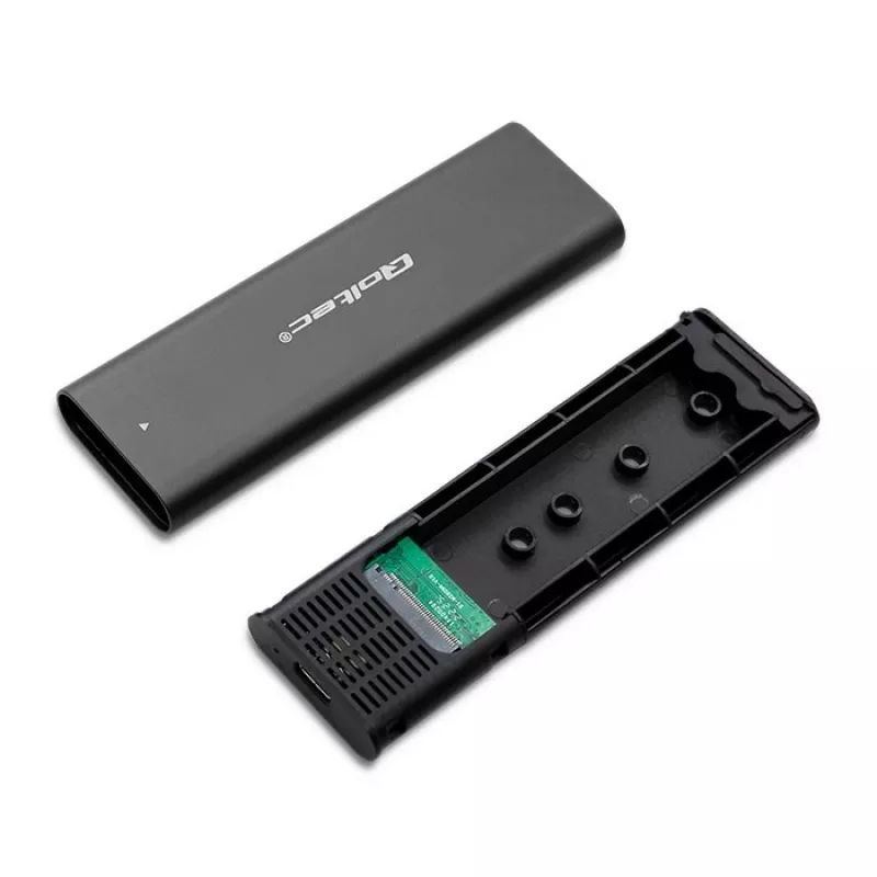 Qoltec 50312 caixa para SSD M.2 NVMe, USB Type-C, preta