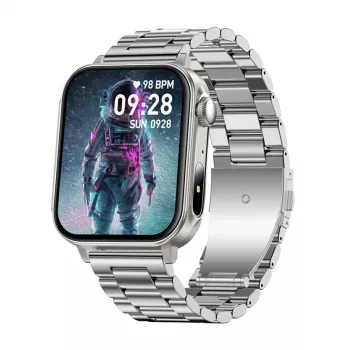 Smartwatch Colmi P80 Steel Silver com Bluetooth e medidor de frequência cardíaca
