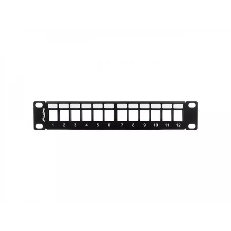 Lanberg PPKS-9112-B Painel de patch vazio 12 portas 1U 10 polegadas com organizador Keystone, preto