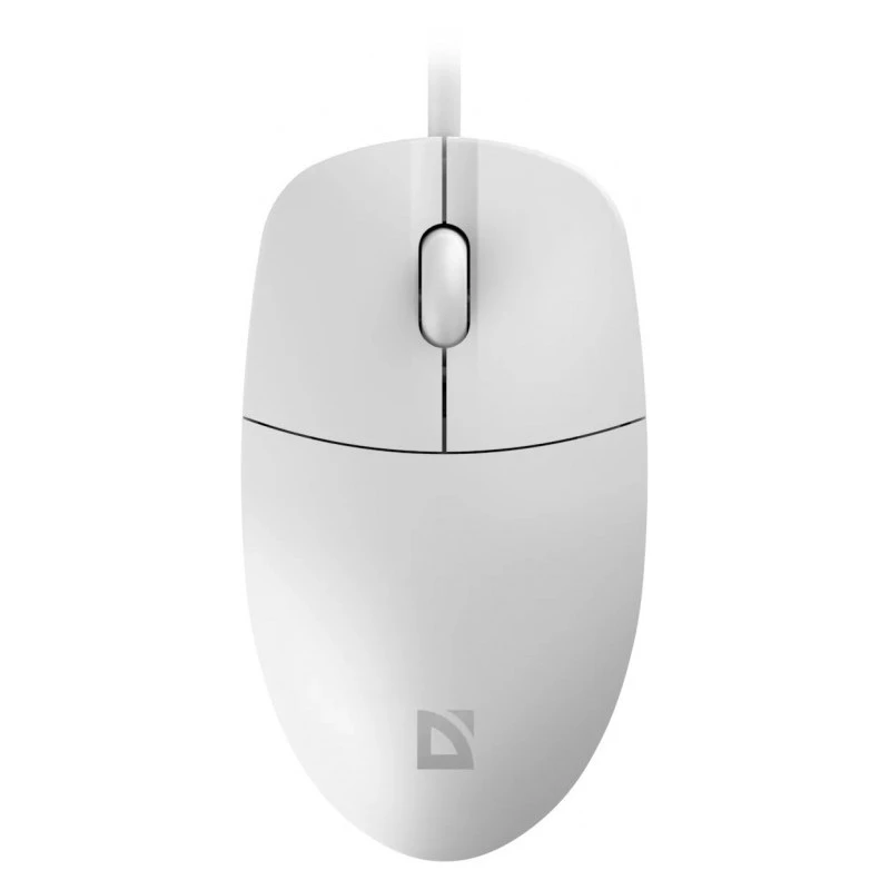 Rato com fios DEFENDER AZORA MB-24 — rato ótico USB ambidestro, 1200 dpi, 3 modos de resolução, branco, 109×86×34 mm