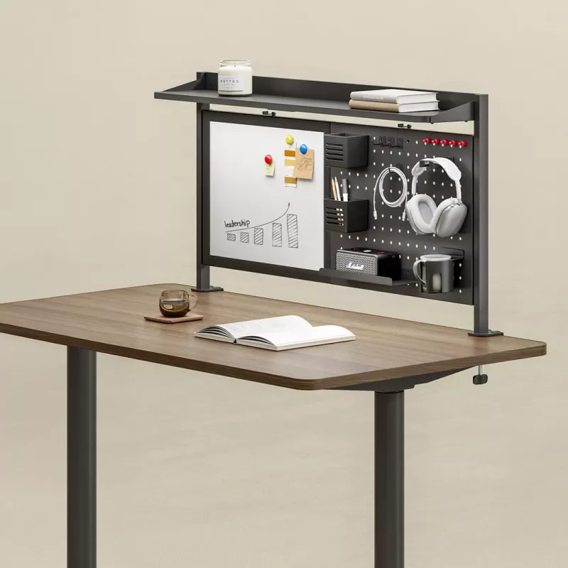 Divisória / organizador de secretária Ergo Office, carga máx. 10 kg, quadro branco, largura 1116 mm, preto, ER-301 B