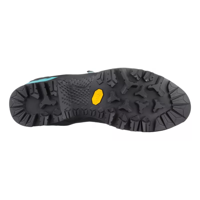 Salewa MTN Trainer Mid GTX mulher adulto preto azul couro camurça Vibram WTC
