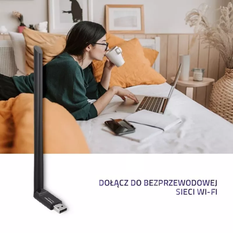 Placa de rede Qoltec 57001 WLAN 150 Mbit/s