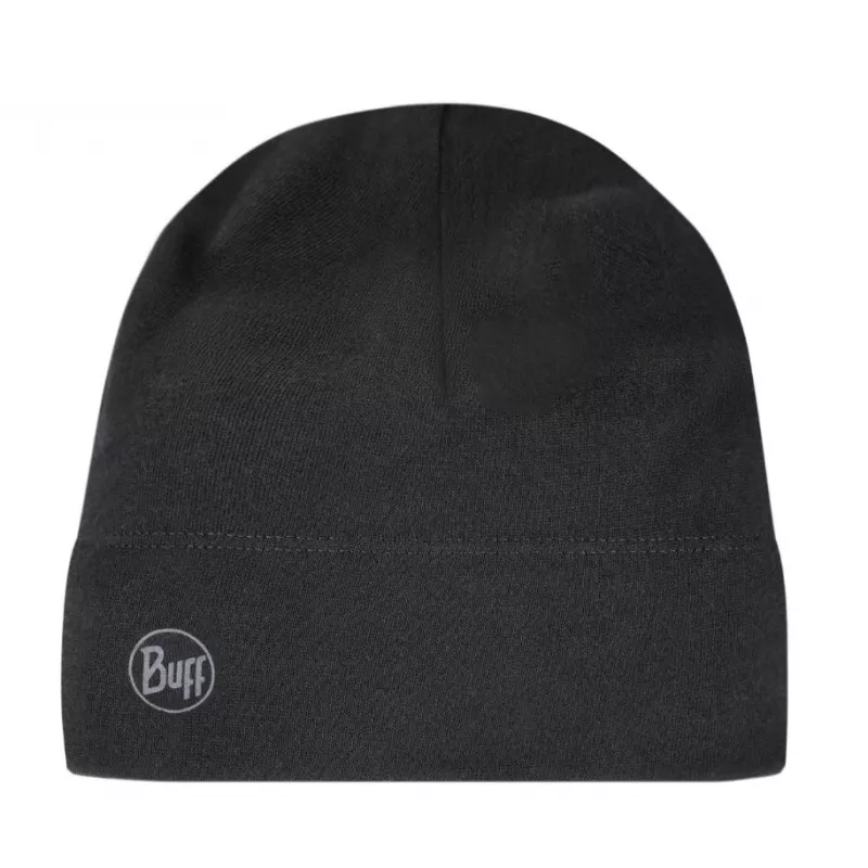 Gorro Buff Merino Midweight — Solid preto, tamanho único, lã merino, outono/inverno, desporto