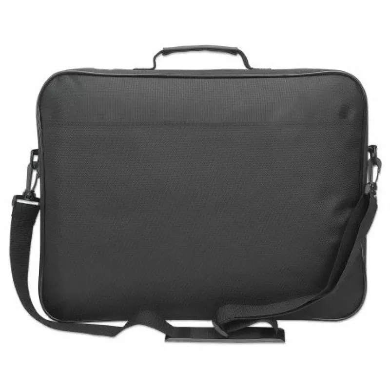 Mala para portátil Manhattan Cambridge 17,3 polegadas, design Clamshell, preto, LOW COST, compartimento para acessórios, compartimento para documentos na parte traseira, alça de ombro (amovível), compatível com Targus CN418EU, mala para portátil, três anos de garantia