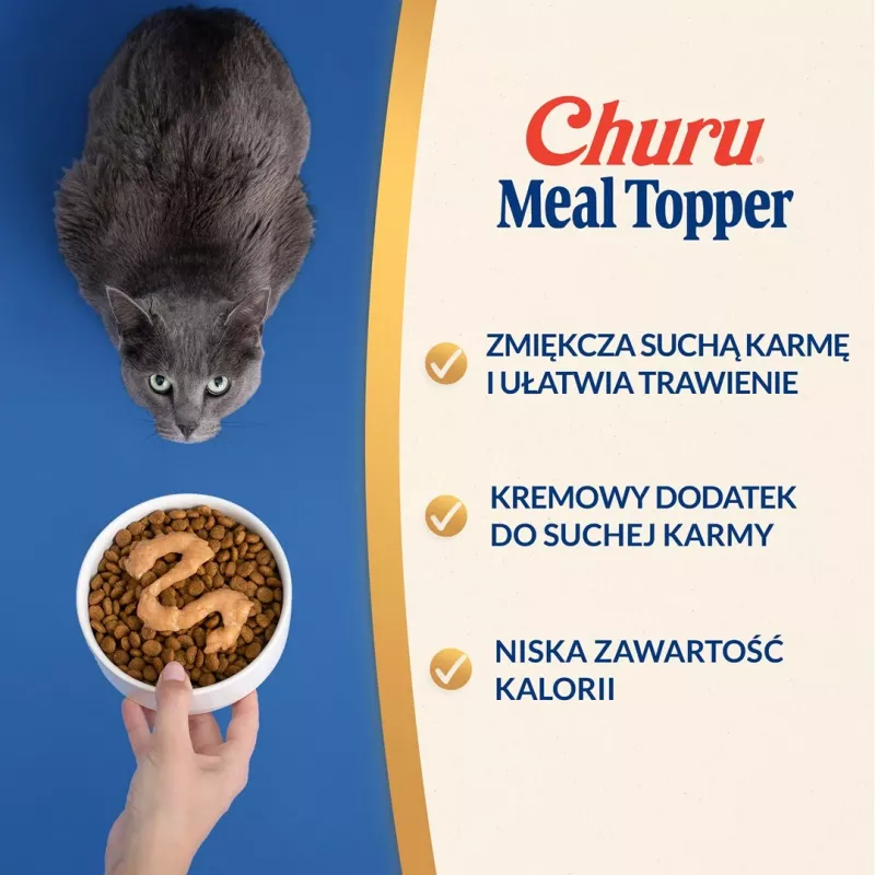 Topper de alimento para gatos INABA Churu Meal Topper atum com salmão, 4 x 14 g sacos