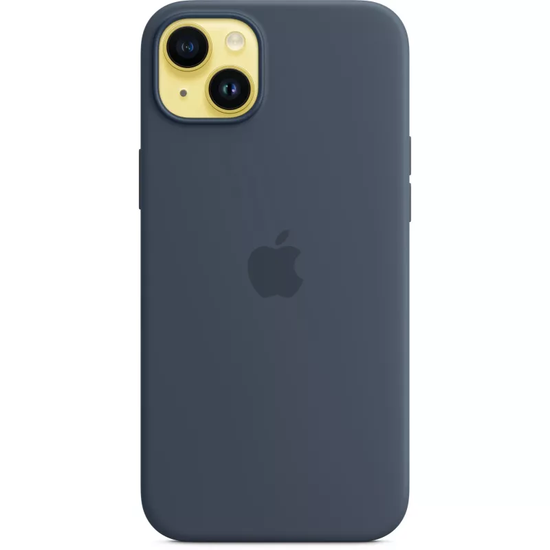 Capa de silicone Apple iPhone 14 Plus MagSafe azul tempestade