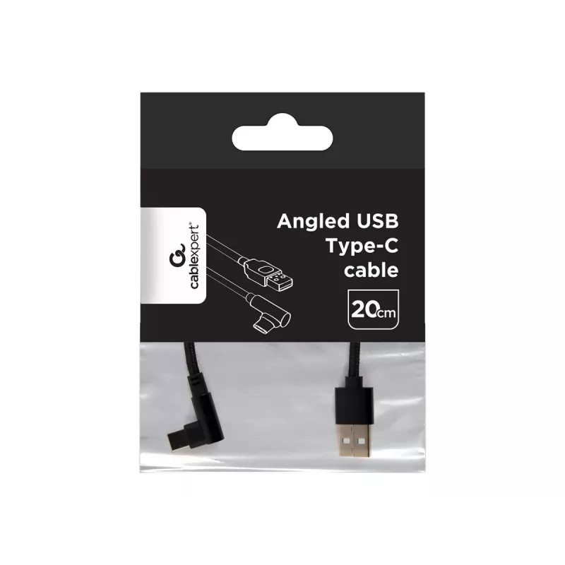 Cabo USB 2.0 para USB-C em ângulo / CC-USB2-AMCML-0,2M GEMBIRD