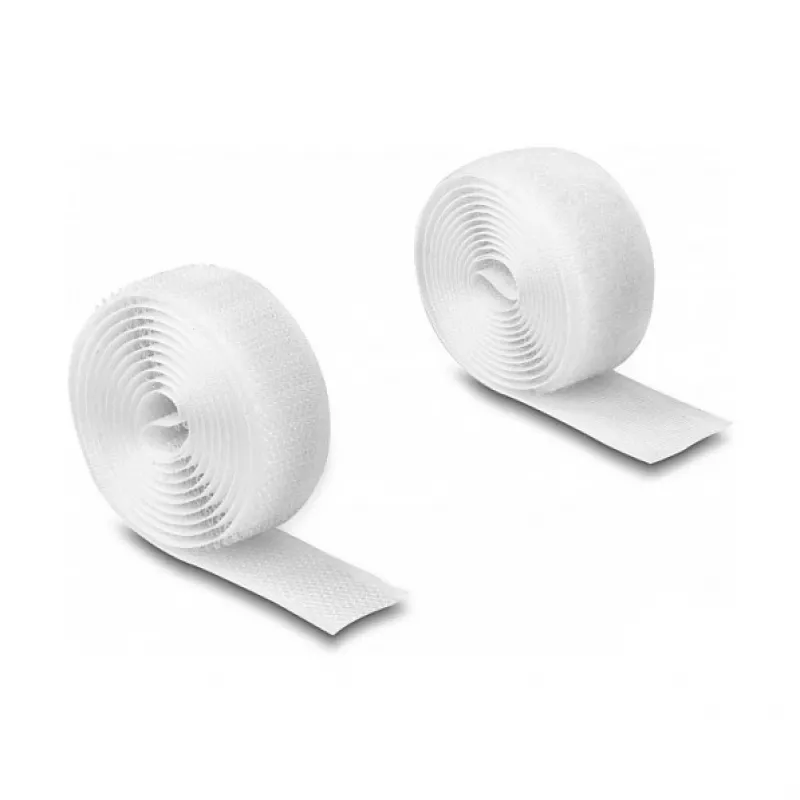 Fita de velcro heavy-duty DeLOCK 1 m x 20 mm branca