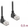 Cabo de rede DeLOCK RJ45 Cat.6A S/FTP fino 90° para baixo 0,5 m preto