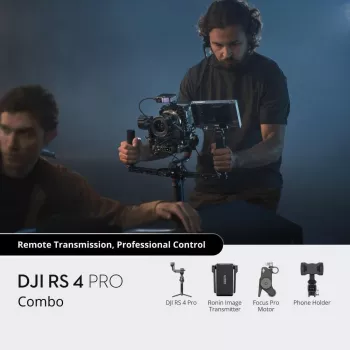 Estabilizador de mão para câmara DJI RS 4 Pro preto fibra de carbono rotação 360°
