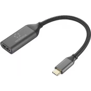 Cabo adaptador HDMI ficha USB-C 15 cm preto RF-5234038 Blindagem entrançada (RF-5234038)
