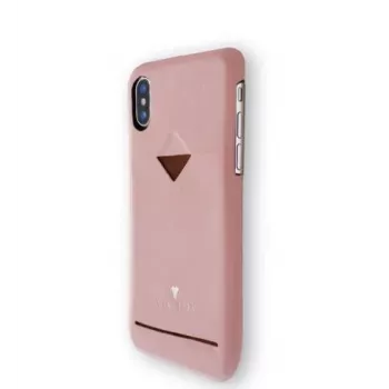 Capa traseira com compartimento para cartões VixFox para iPhone X/XS — capa protetora rosa com compartimento para cartões