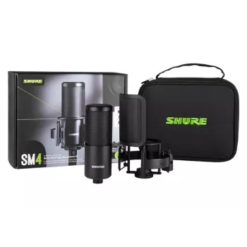 Shure SM4-K-KIT - Microfone condensador, polarizado externamente, punho, proteção contra pop, mala
