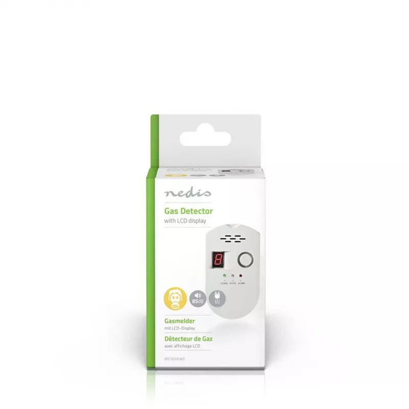 Nedis DTCTG10CWT detetor de gás GPL, gás natural