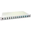 Caixa de fusão de fibra ótica Lightwin, 24 fibras, 12x DSC multimodo, 50/125µm OM3 caixas de fusão com pigtail (SPBOX 24G50 OM3 DSC)