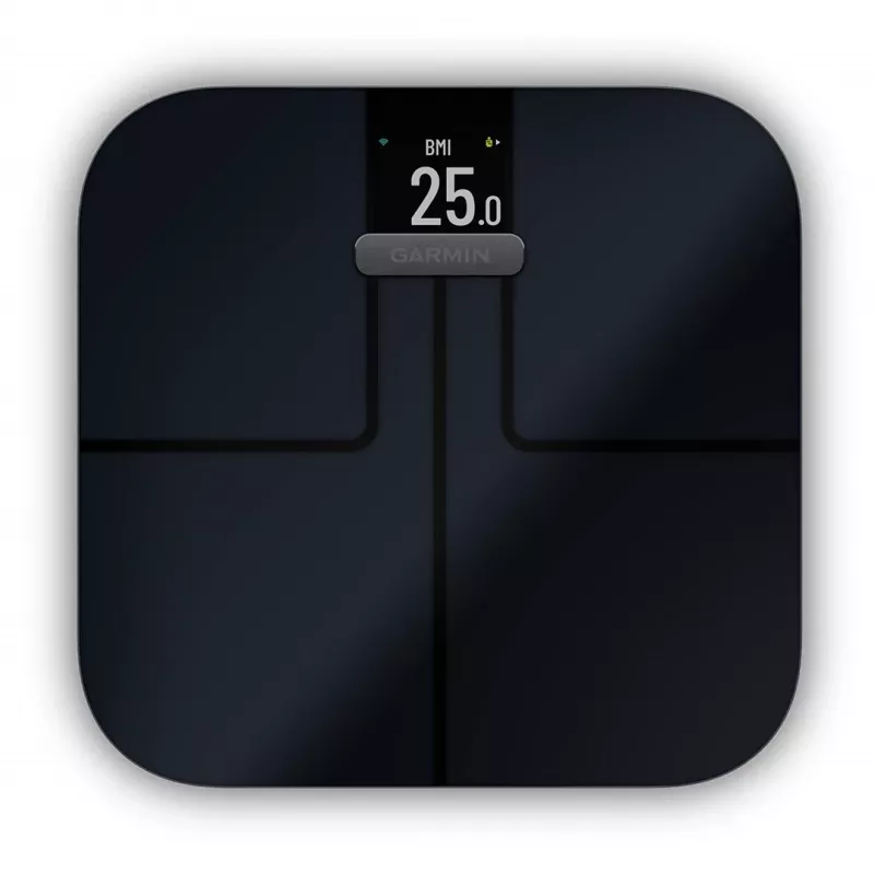 Balança de pessoa eletrónica GARMIN Index S2 — preta, máx. 181,4 kg, Wi-Fi/Bluetooth, composição corporal