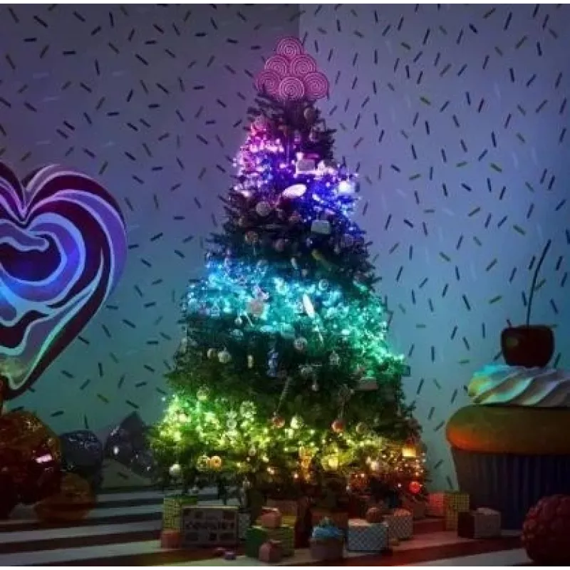 Árvore de Natal pré-iluminada Twinkly Regal Tree 1,50 m – 270 LEDs RGB, Wi‑Fi e Bluetooth, IP20, 36 W, cabo verde