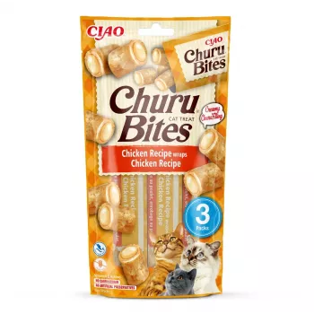 INABA Churu Bites Envolvidos com Receita de Frango – Petiscos para gatos – 3x10 g