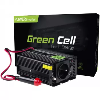 Adaptador inversor Grün Cell INV06 12V para 230V 150W 50Hz ficha Type C, 85% de eficiência, preto