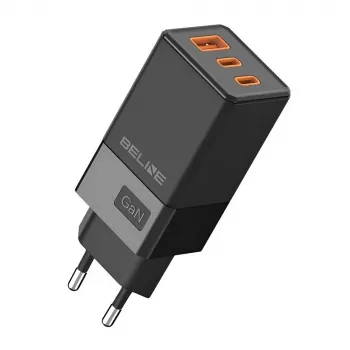 Carregador Beline BELI02750 65W GaN com 2×USB-C e 1×USB-A