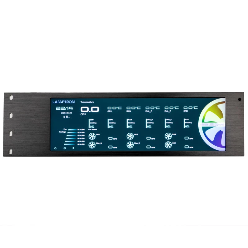 Controlador de ventoinhas Lamptron CU135 + controlador RGB com ecrã, ARGB - preto