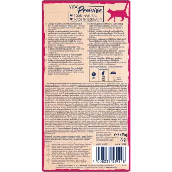 Alimento húmido para gatos Vitakraft Naturals pasta de vaca 75 g saco, sem cereais, sem glúten, sem conservantes