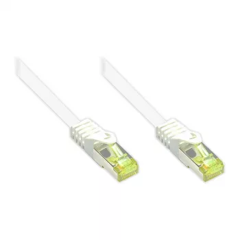 Cabo de patch RJ45 com cabo bruto Cat.7 e proteção da patilha (RNS®), S/FTP, PiMF, isento de halogéneos, 600MHz, OFC, branco, 50m, Good Connections® (8070R-500W)